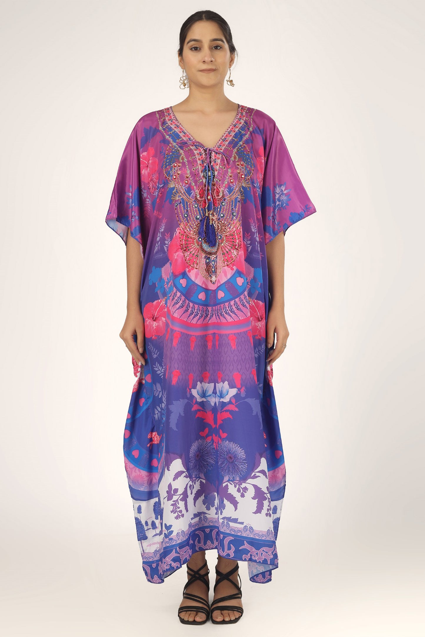 Orchid Oasis | Purple Luxe Art Silk Kaftan