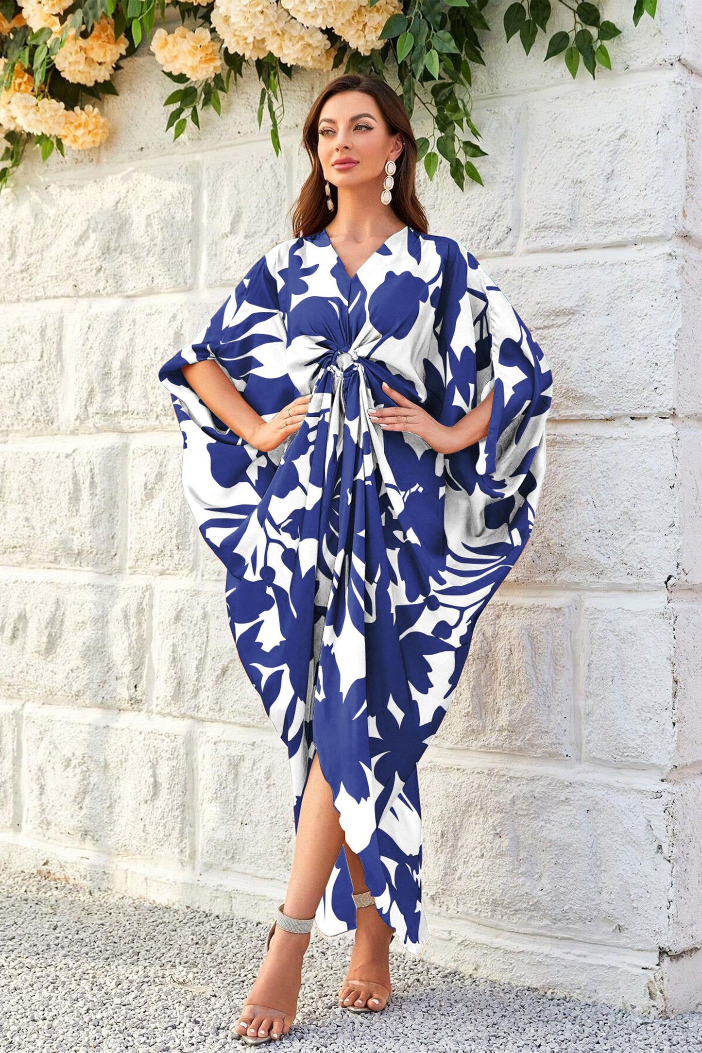 Knotty Nice | Blue Floral Kaftan Dress