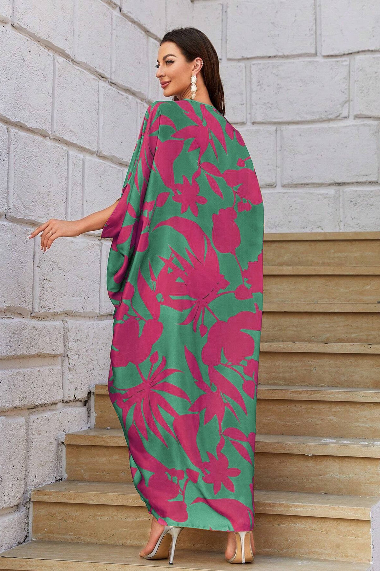 Knotty Nice | Magenta Floral Kaftan Dress