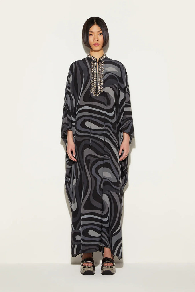 Midnight Mirage | Black Embellished Kaftan Dress