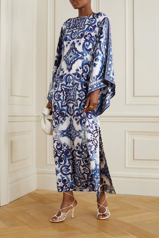 Porcelain Paradise | Blue Party-Wear Kaftan