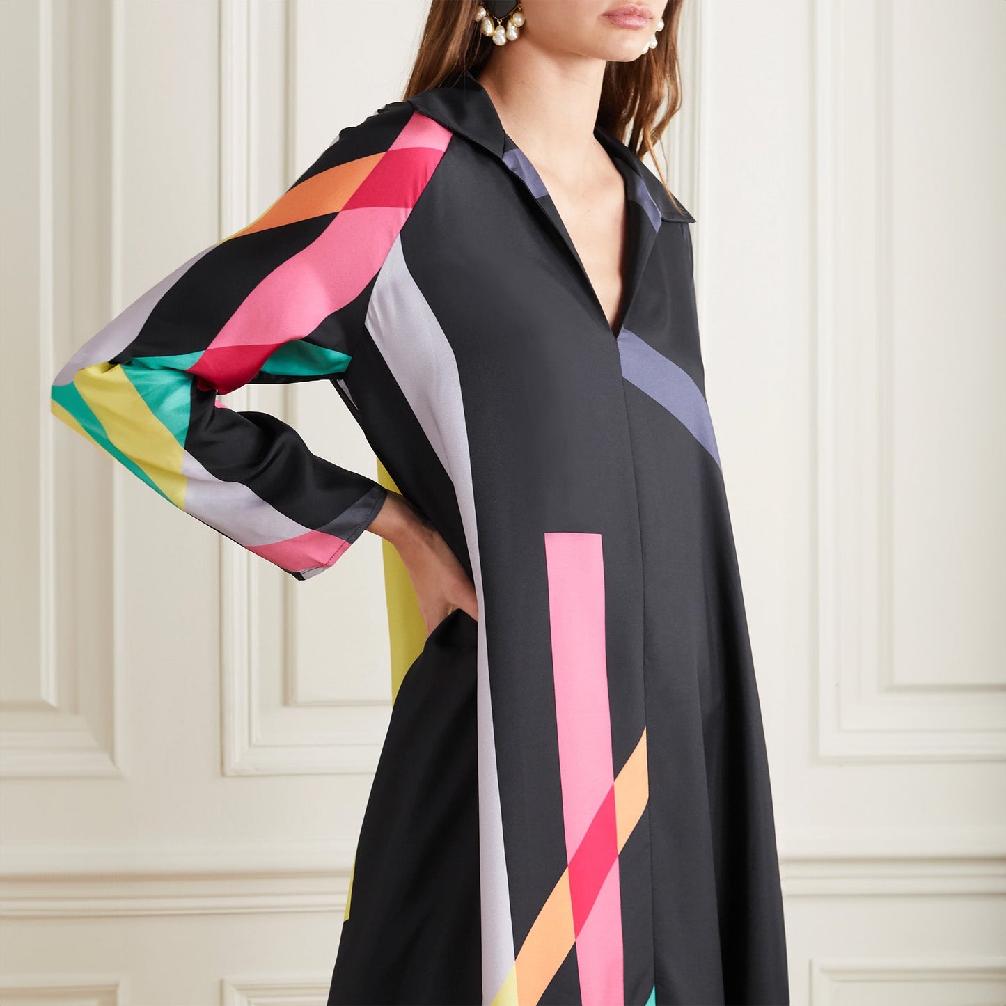 Brushstroke Beauty | Black Party-Wear Kaftan