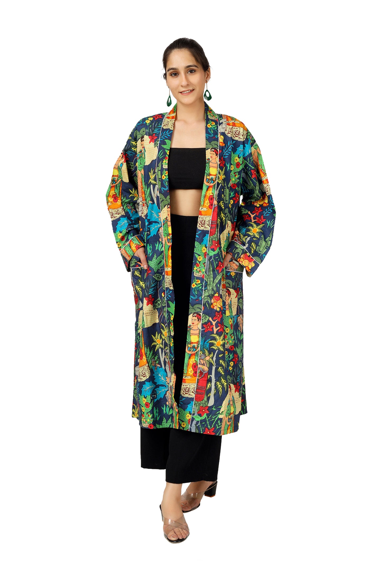 Blue Frida | 100% Cotton Kimono With Pockets