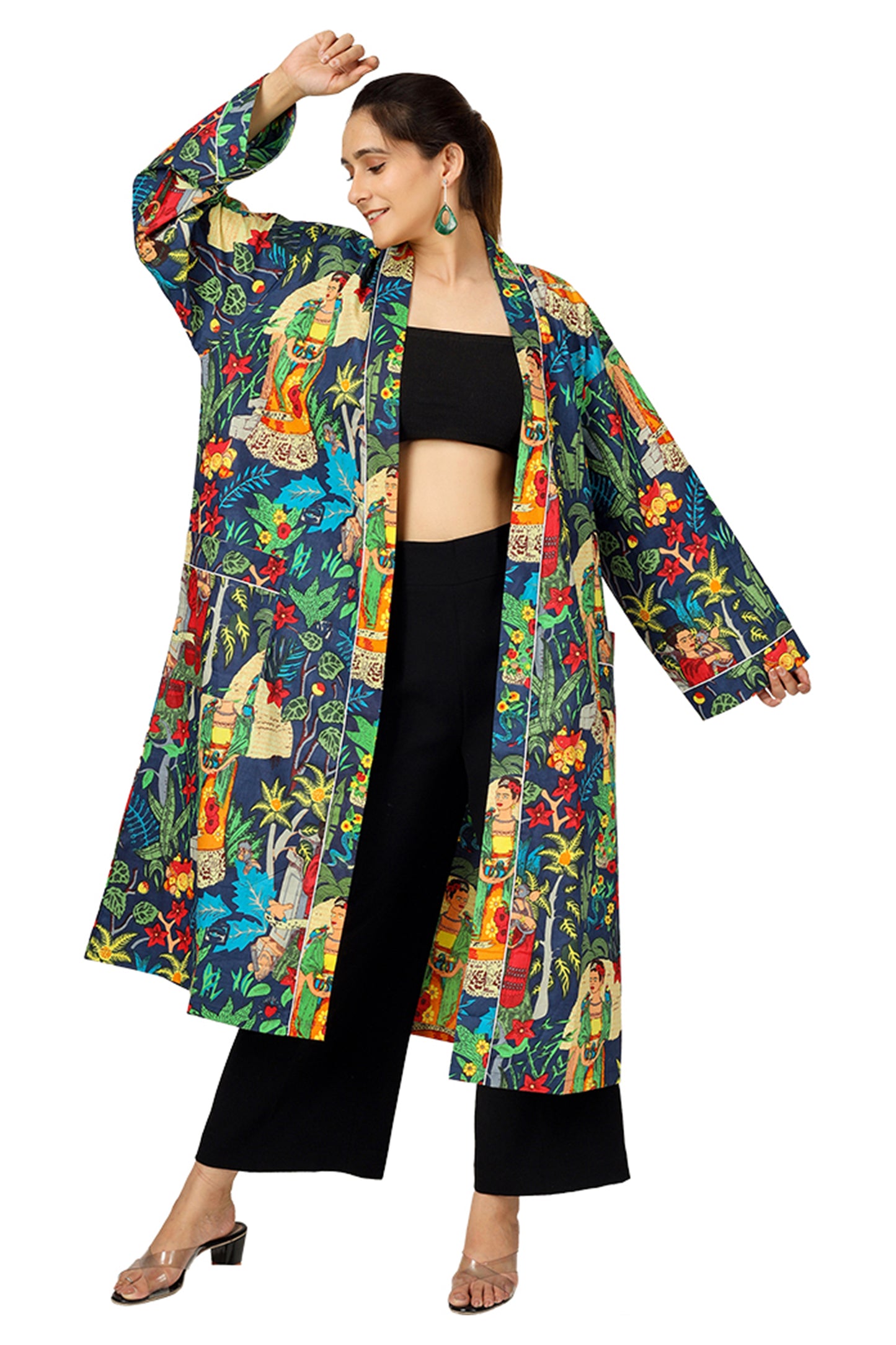 Blue Frida | 100% Cotton Kimono With Pockets