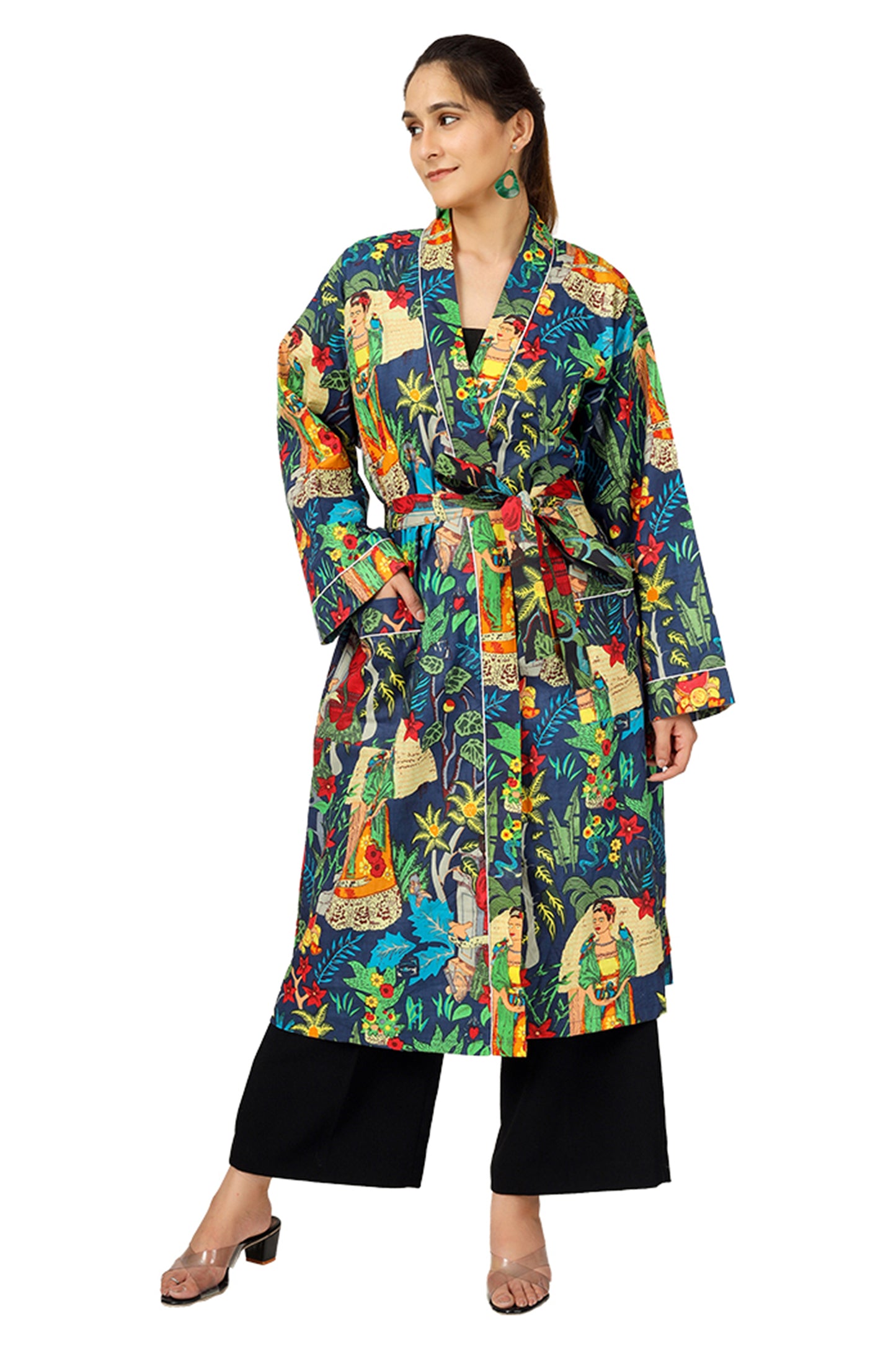 Blue Frida | 100% Cotton Kimono With Pockets