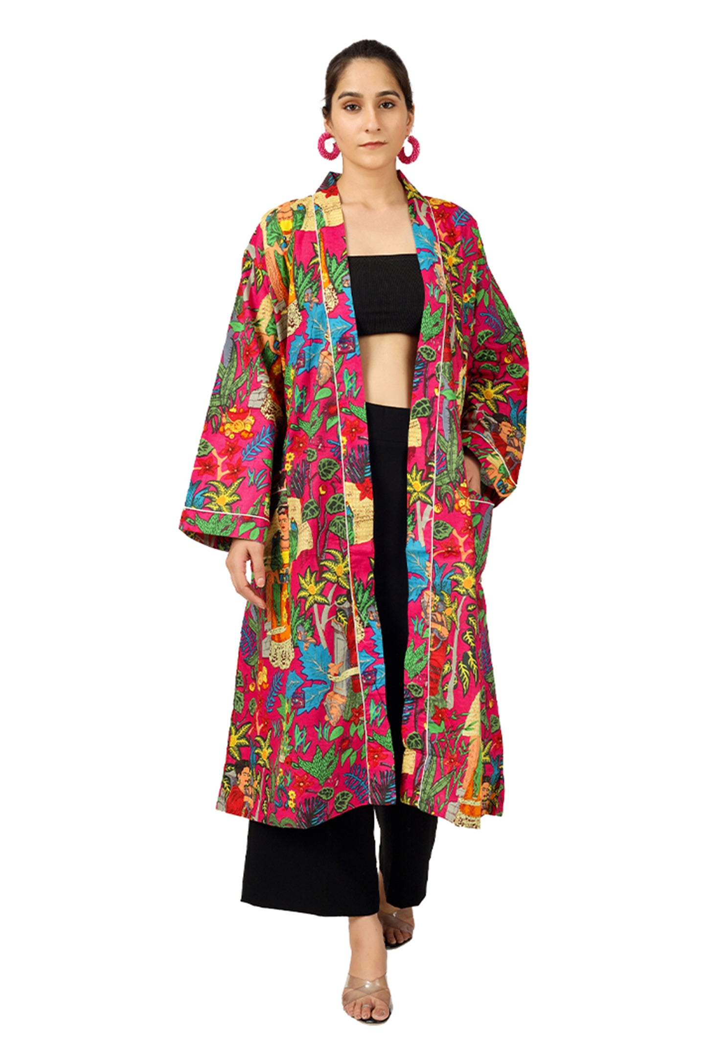 Pink Frida | 100% Cotton Kimono With Pockets