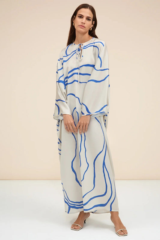 Wavy Wanderlust | Blue White Kaftan