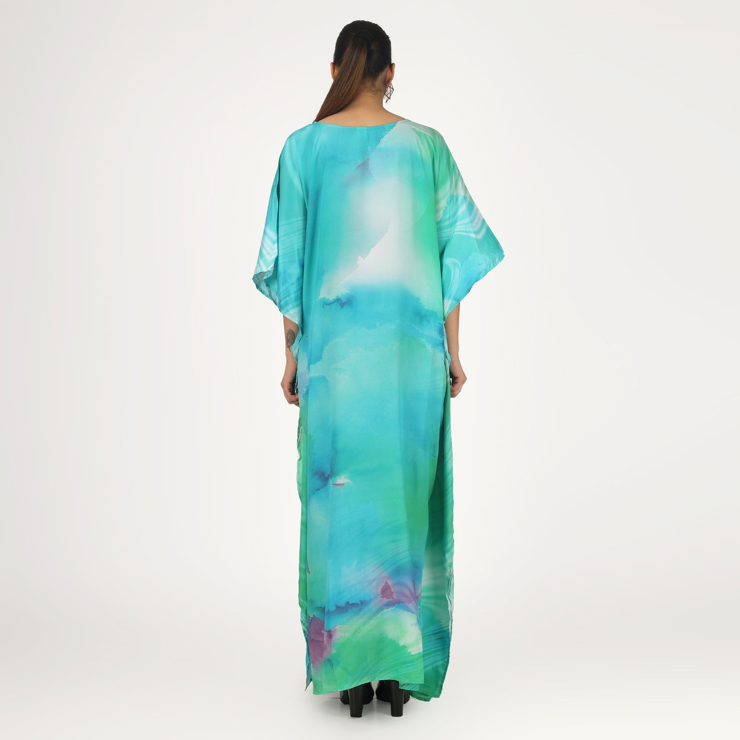 Acid Wash 1 Luxe Art Silk Kaftan Dress