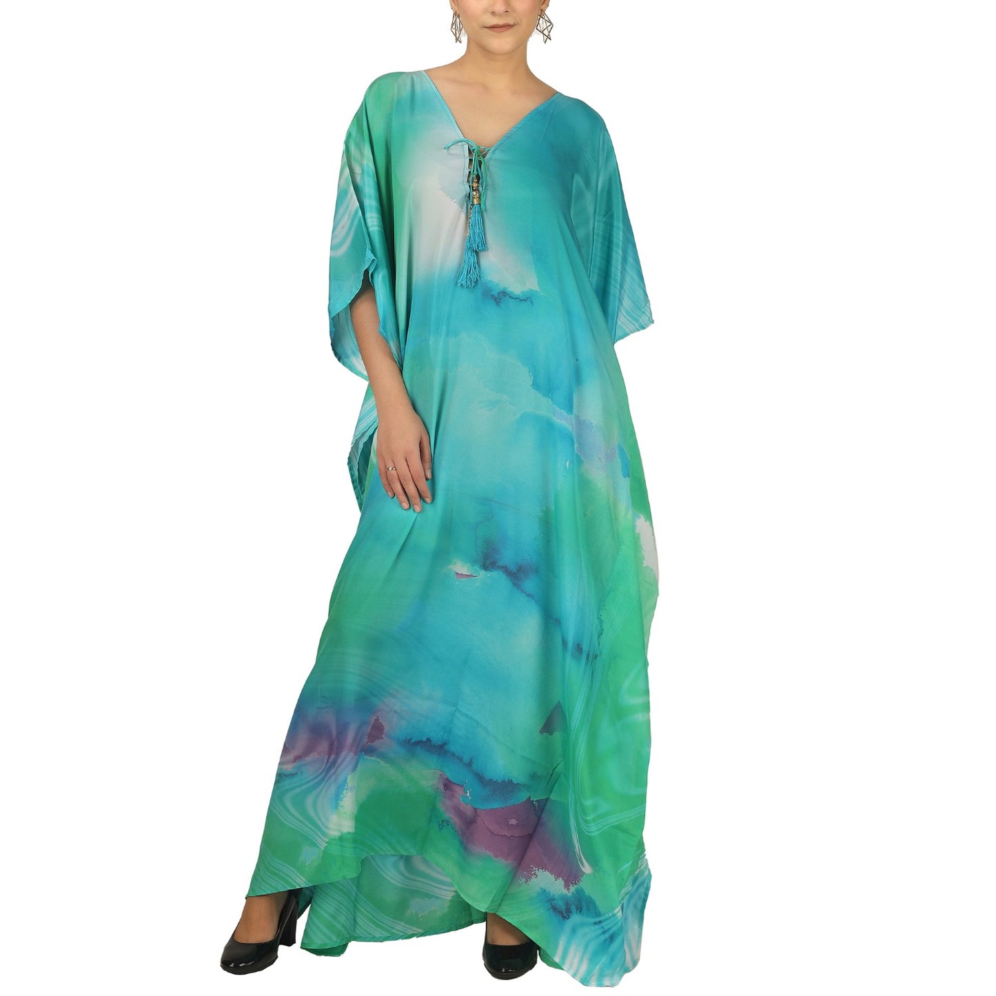 Acid Wash 1 Luxe Art Silk Kaftan Dress