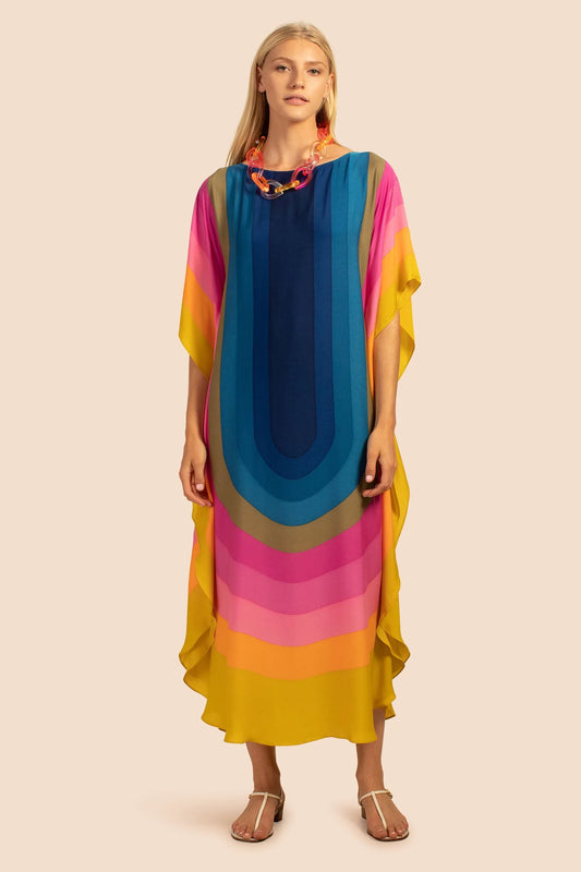 Earthen Threads Party Wear Beach Kaftan Kimono Crepe Dress-J5703