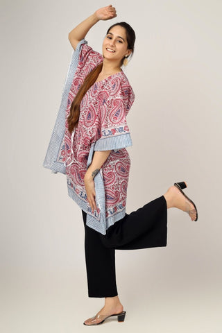 Paisley Block Printed Cotton Kaftan Tunic - Earthen Threads