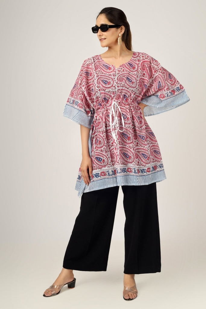 Paisley Block Printed Cotton Kaftan Tunic - Earthen Threads