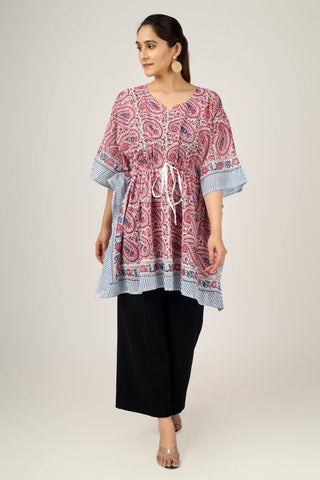 Paisley Block Printed Cotton Kaftan Tunic - Earthen Threads